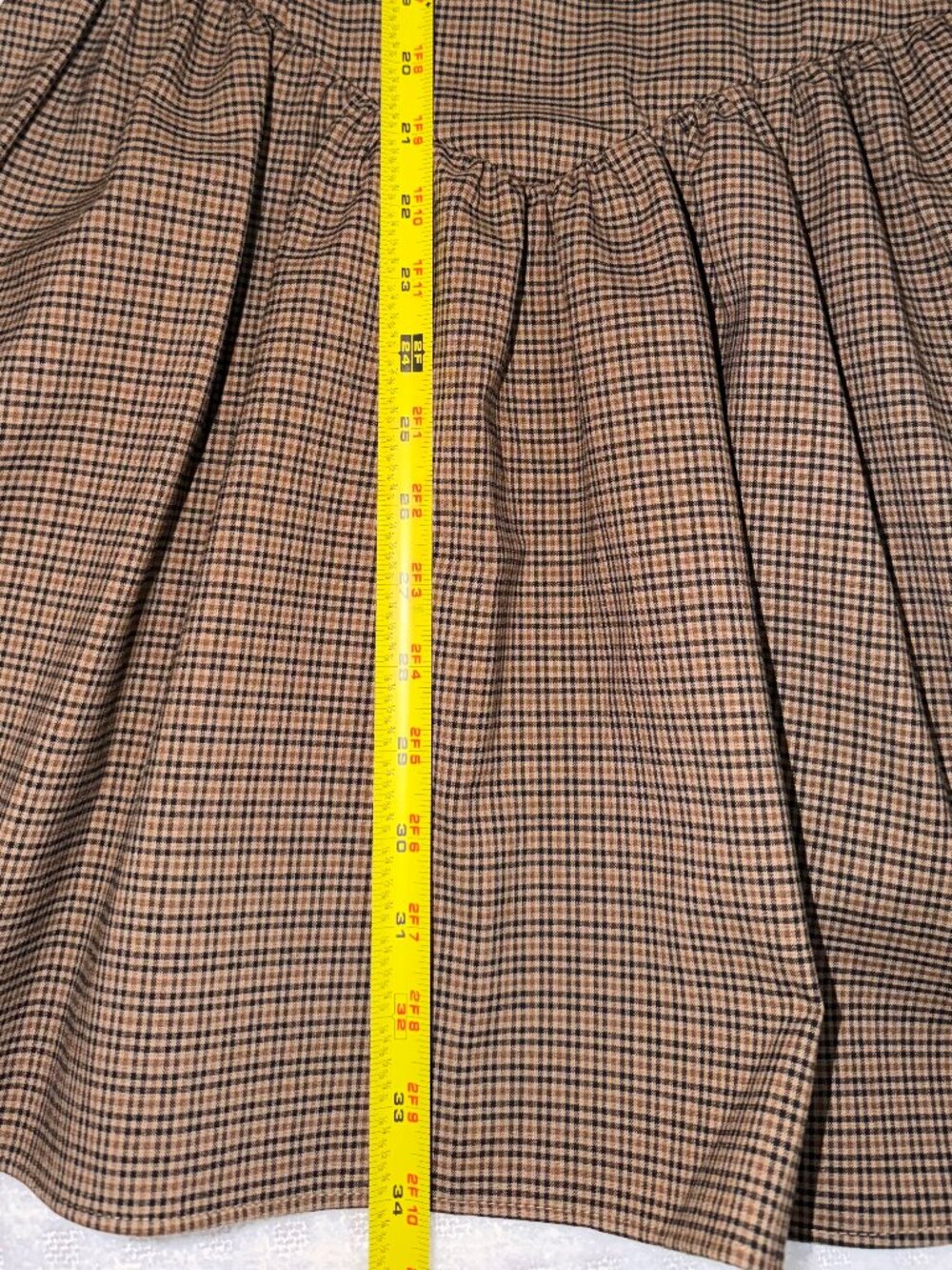 ZARA Brown Check Lace Collar Puff Sleeve Mini Dress Size M NWT - Picture 6 of 6